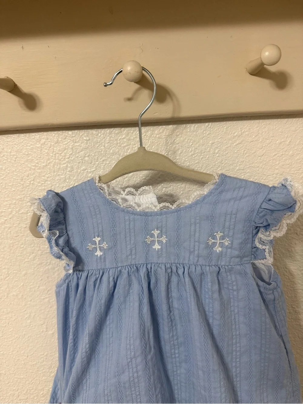 Girls Light Blue Ruffle Sleeve Top & Shorts Matching Set